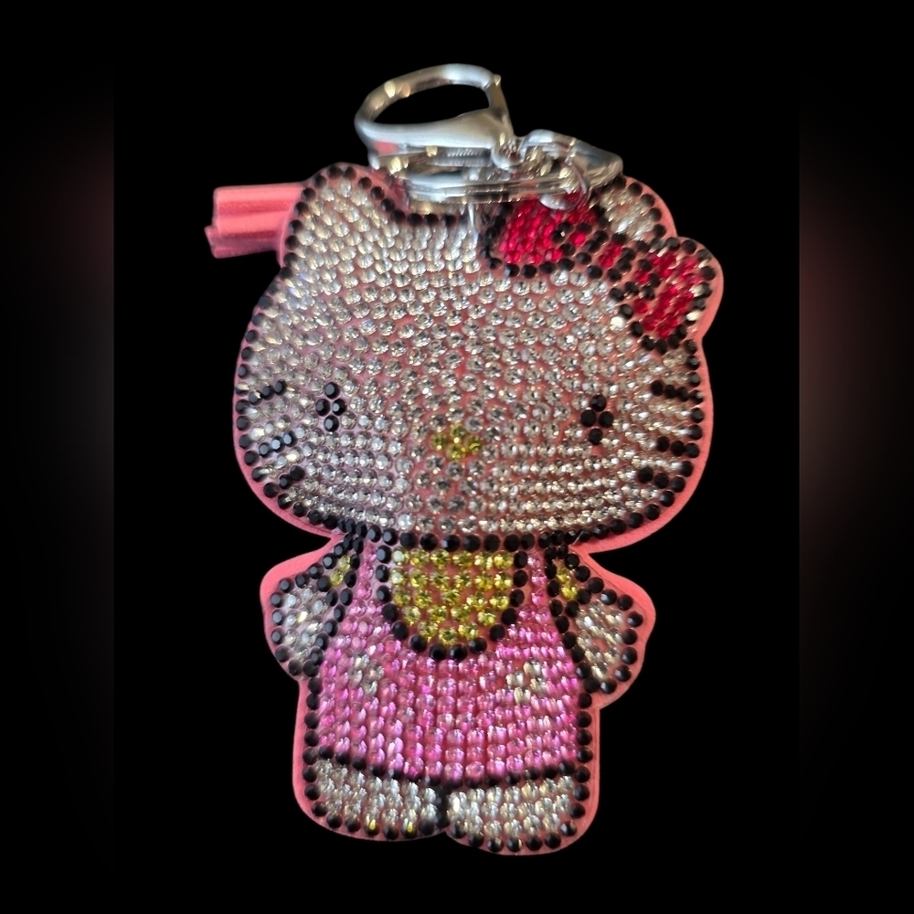 Hello Kitty Pink Rhinestone Bag Charm Keychain with Pink Tassel